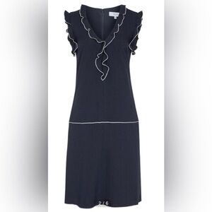 REISS Vivienne Ruffle-detail Shirt Dress In Night Navy Size 8 sleeveless